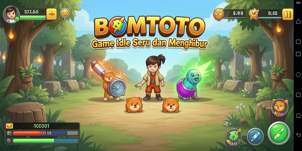 Screenshot utama BOMTOTO menampilkan aksi gameplay Idle yang seru.