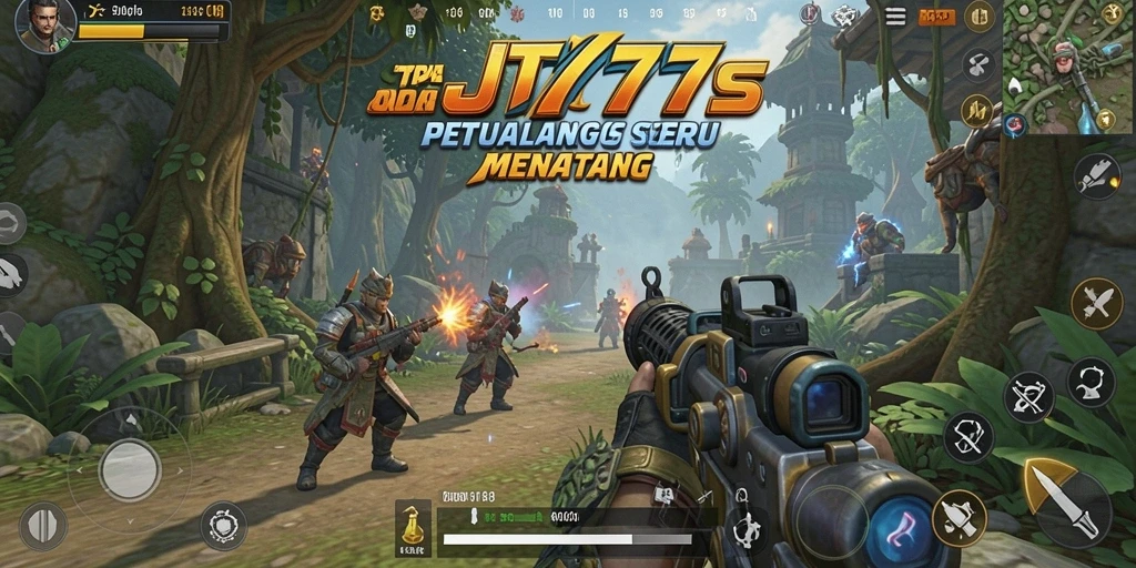 Screenshot gameplay JT777 yang menunjukkan intensitas pertempuran TPS.
