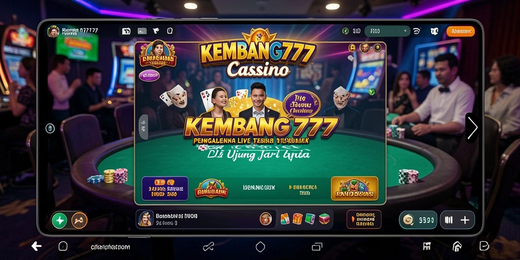 Tampilan gameplay KEMBANG777 yang menampilkan dealer profesional di meja Live Casino.