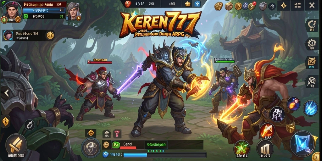 Gameplay seru KEREN777 menampilkan pertempuran epik dan eksplorasi.