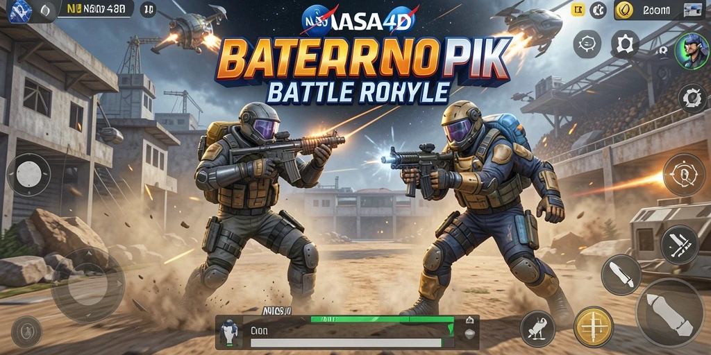 Tampilan menarik dari gameplay seru NASA4D dalam pertarungan Battle Royale.