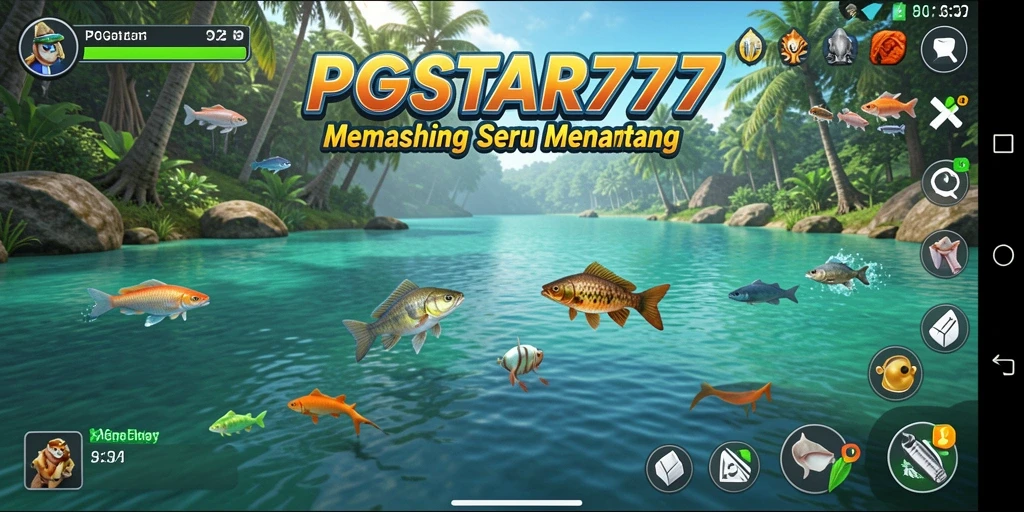 Tampilan menarik dari gameplay PGSTAR777 dengan berbagai ikan menunggu untuk ditangkap.