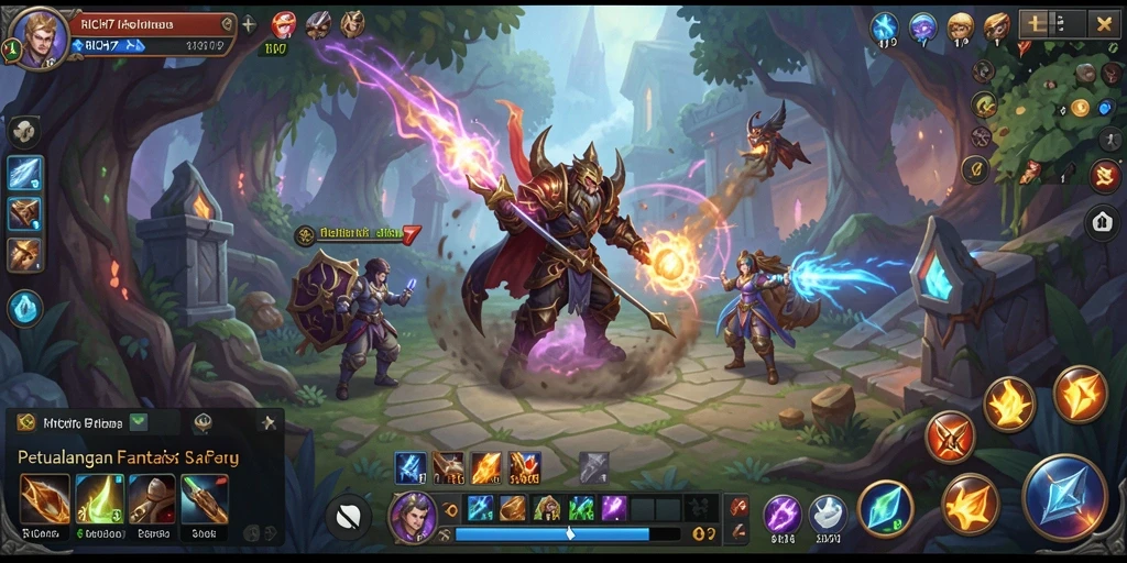 Tampilan gameplay dinamis dan penuh aksi dalam RICH7.