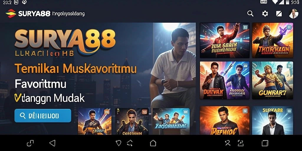 Tampilan gameplay SURYA88 dengan berbagai pilihan musik yang menarik.