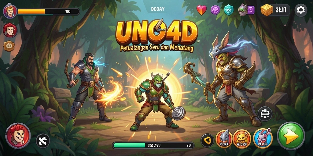 Tangkapan layar utama dari gameplay seru UNO4D dalam petualangan.